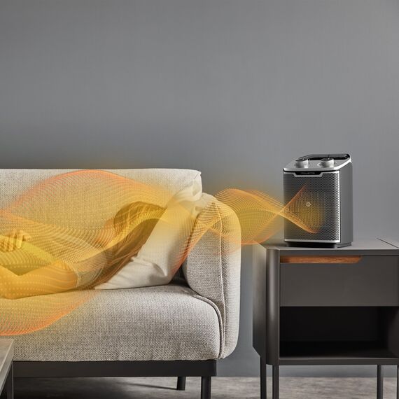 Rowenta Intense Comfort + Heizlüfter, 2 Leistungsstufen, Keramiktechnologie, kompakte Abmessungen, Thermostat, besonders leise, Tragegriff, Schwarz, SO9330F0 [Energieklasse A+++]