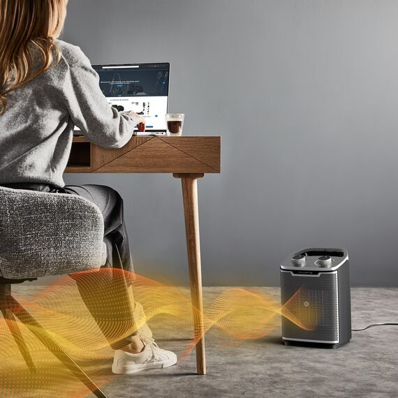 Rowenta Intense Comfort + Heizlüfter, 2 Leistungsstufen, Keramiktechnologie, kompakte Abmessungen, Thermostat, besonders leise, Tragegriff, Schwarz, SO9330F0 [Energieklasse A+++]