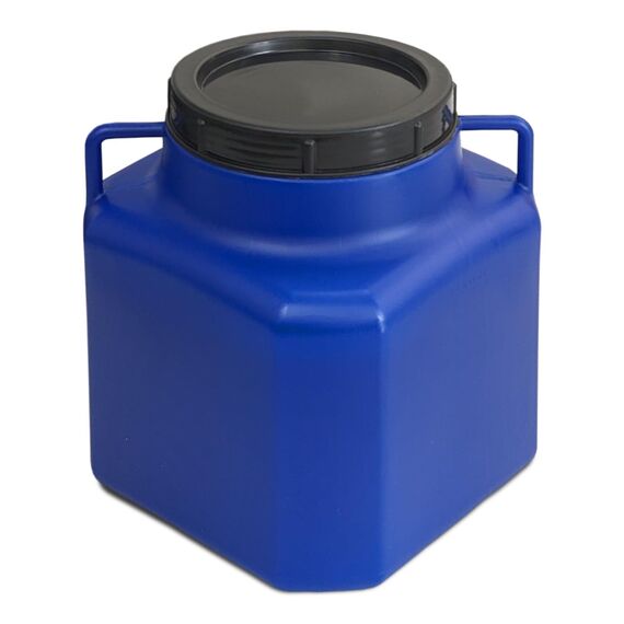 plasteo® 10 L Weithalsbehälter mit Deckel und Griffen, eckig, blau, lebensmittelecht, BPA-frei – vielseitiger Kunststoffbehälter für Wasser, Futter, Lagerung oder als Regentonne