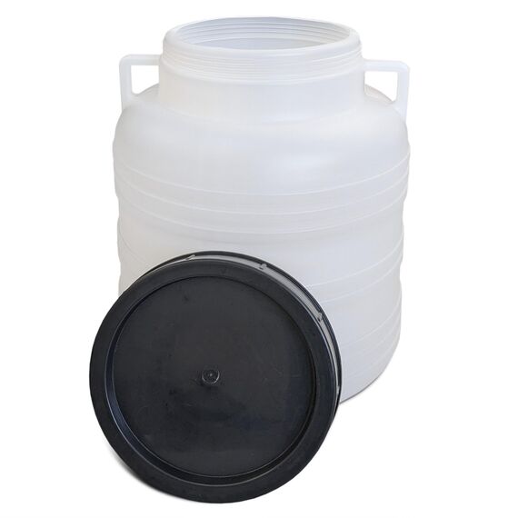 plasteo 30 Liter Weithalsfass Kunststofffass mit Deckel und Henkel Lebensmittelecht BPA-frei Universalfass Lagerfass