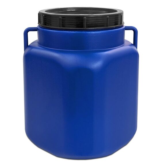 plasteo Weithalsfass 30 Liter Kanister mit Deckel & Henkeln, Blau, Eimer Lebensmittelecht für Lagerfass