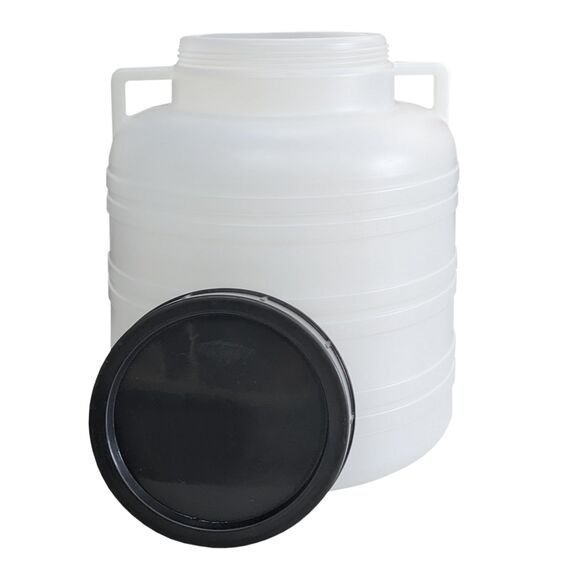 plasteo® 40 Liter Weithalsfass mit Deckel und Henkeln Rund Natur, Lebensmittelecht und BPA-Frei, Futtertonne Kunststofffass Universalfass Deckelfass Wasserfass Regentonne Lagerfass, Natur