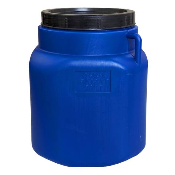 plasteo® 20 Liter Weithalsfass mit Deckel und Griffen Eckig Blau, Lebensmittelecht und BPA-Frei, Futtertonne Kunststofffass Universalfass Deckelfass Wasserfass Regentonne Lagerfass, Blau