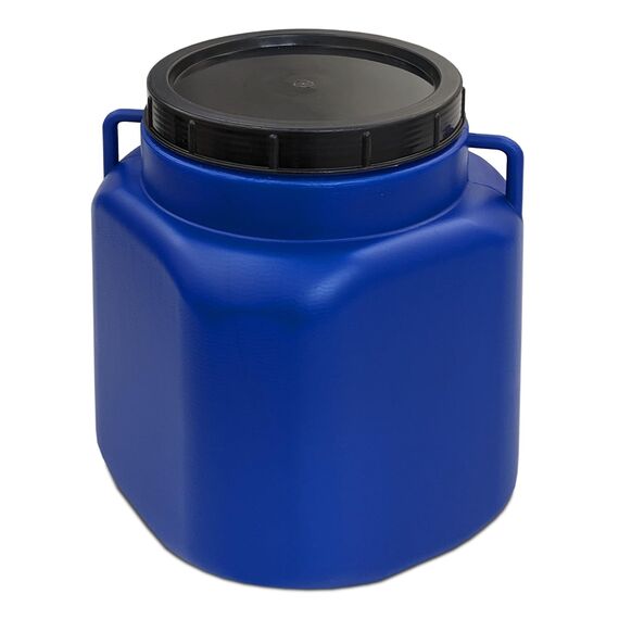 plasteo 50 Liter Kanister Eckig Blau, Lebensmittelecht BPA-Frei Wasserfass Lagerfass mit Deckel und Griffen