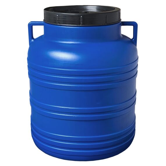 plasteo 20-Liter-Weithalsfass Deckelfass Blau Kunststoff Lagerfass mit Henkel und Schraubdeckel