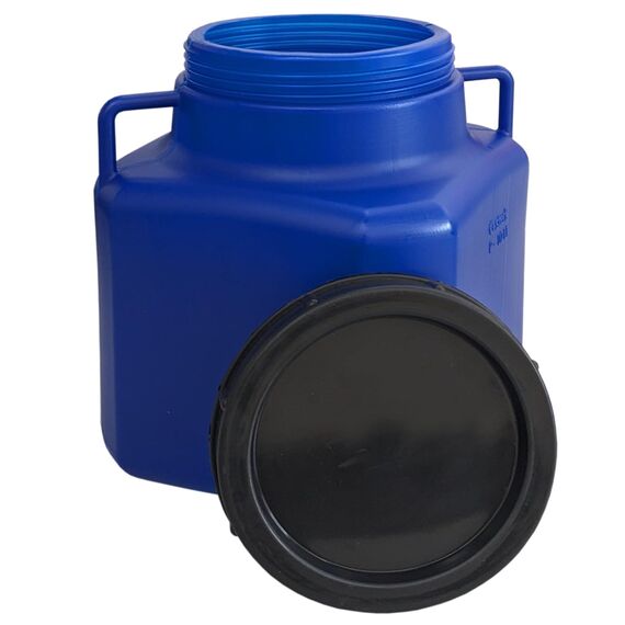 plasteo® 10 L Weithalsbehälter mit Deckel und Griffen, eckig, blau, lebensmittelecht, BPA-frei – vielseitiger Kunststoffbehälter für Wasser, Futter, Lagerung oder als Regentonne