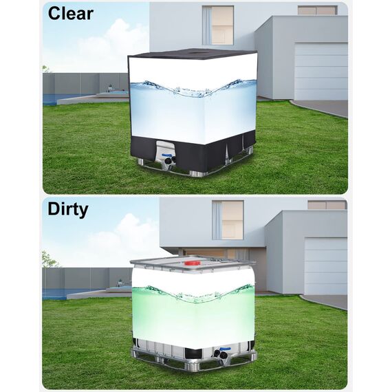 IBC Tank Abdeckung, Anti-UV Schutzhülle für Wassertank 1000L, Schutzabdeckung, Geeignet IBC-Tank zubehör, Schutzplane Regenwassertank Container Cover, 120 x100 x116 cm Schwarz