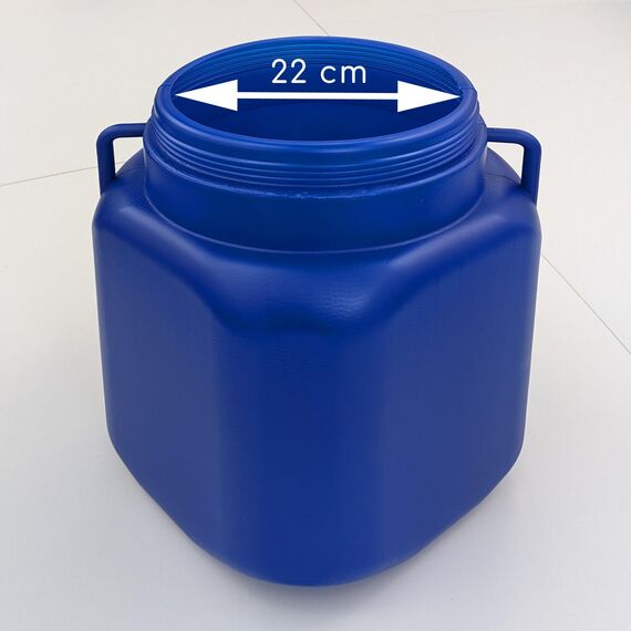 plasteo Weithalsfass 30 Liter Kanister mit Deckel & Henkeln, Blau, Eimer Lebensmittelecht für Lagerfass