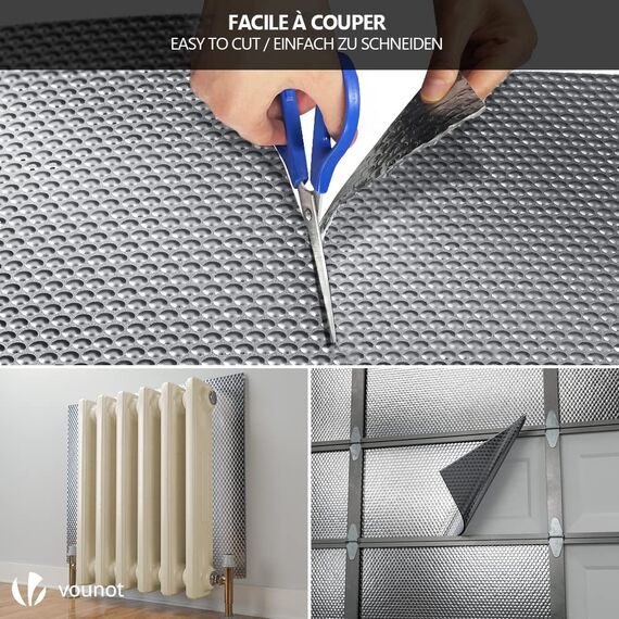 VOUNOT Isolierfolie Dämmfolie 20m x 122cm x 3mm, Doppelte Alu-Luftpolsterfolie Heizkörper Reflexionsfolie Thermofolie