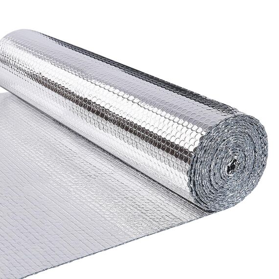 VOUNOT Isolierfolie Dämmfolie 10m x 100cm x 3mm, Doppelte Alu-Luftpolsterfolie Heizkörper Reflexionsfolie Thermofolie