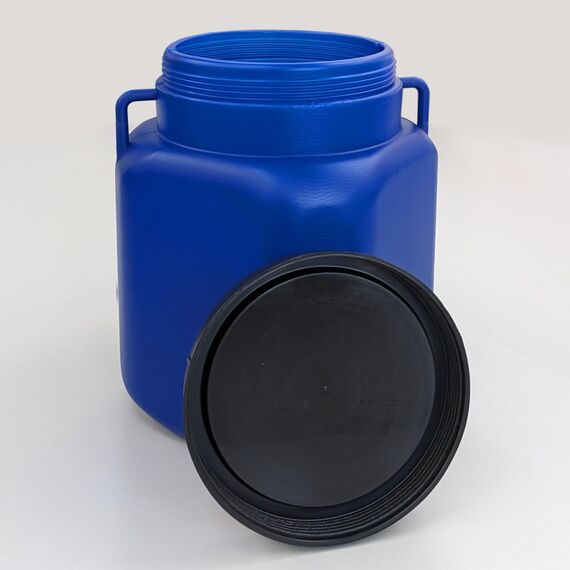 plasteo Weithalsfass 30 Liter Kanister mit Deckel & Henkeln, Blau, Eimer Lebensmittelecht für Lagerfass