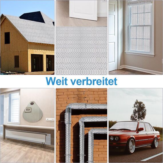 Doppelseitige Aluminiumfolie Isolierung 60 cmx 4.6 m,3mm Dicke Isolierfolie Dämmfolie Reflexionsfolie, Alu-Luftpolsterfolie Heizkörper Isolierung für Fahrzeuge, Dächer, Fenster, Rohre usw