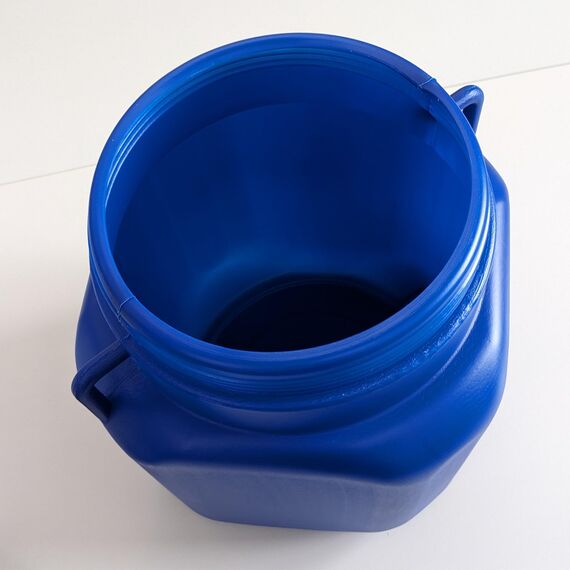 plasteo 50 Liter Kanister Eckig Blau, Lebensmittelecht BPA-Frei Wasserfass Lagerfass mit Deckel und Griffen