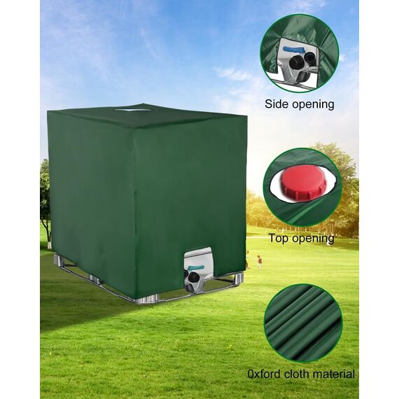 SOBEAU IBC Tank Abdeckung 1000L, IBC Container Zubehör, Wassertank UV-Schutzfolie, Regentonne Abdeckung, Schutzplane Regenwassertank, Geeignet für 1000L IBC-Tank Container Cover (120 x 100 x 116 cm)