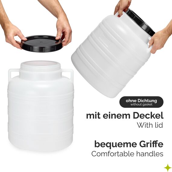 Garronda 40 Liter Weithalsfass aus BPA-freiem Futtertonne Fass Universalfass Lebensmittel Fass Regenfass für Garten Regentonne mit Deckel Regenwassertonne für Garten Wassertonne GD-0078, Weiß