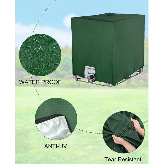 SOBEAU IBC Tank Abdeckung 1000L, IBC Container Zubehör, Wassertank UV-Schutzfolie, Regentonne Abdeckung, Schutzplane Regenwassertank, Geeignet für 1000L IBC-Tank Container Cover (120 x 100 x 116 cm)