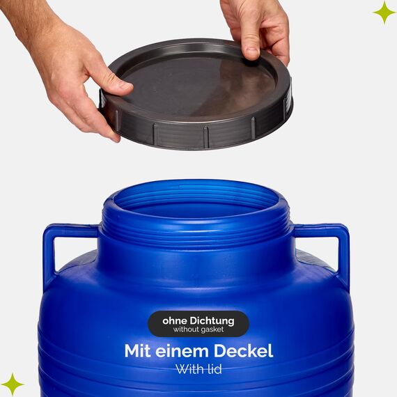 Garronda 60 Liter BPA-freies Fass und Futtertonne, Weithalsfass, Wassertank und Behälter mit Deckel für Sauerkraut sowie Surfass Pökelfass für Fleisch GD-0087, Blau