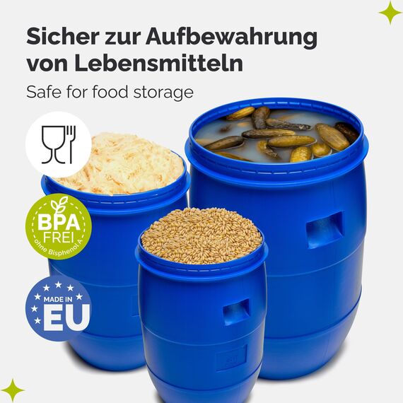 Garronda 85 Liter Deckelfass Weithalsfass aus HDPE Regenfass für Garten Fass Futtertonne Wasserbehälter Universalfass Wasserfass Regentonne Lebensmittelfass Wassertank GD-0078, Weiß