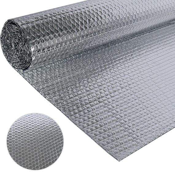 Doppelseitige Aluminiumfolie Isolierung 120cm x 4.6 m,3mm Dicke Isolierfolie Dämmfolie Reflexionsfolie, Alu-Luftpolsterfolie Heizkörper Isolierung für Fahrzeuge, Dächer, Fenster, Rohre usw