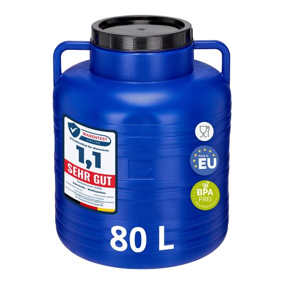 Garronda 80 Liter BPA-freies Fass und Futtertonne, Weithalsfass, Wassertank und Behälter mit Deckel für Sauerkraut sowie Surfass Pökelfass für Fleisch GD-0087, Blau