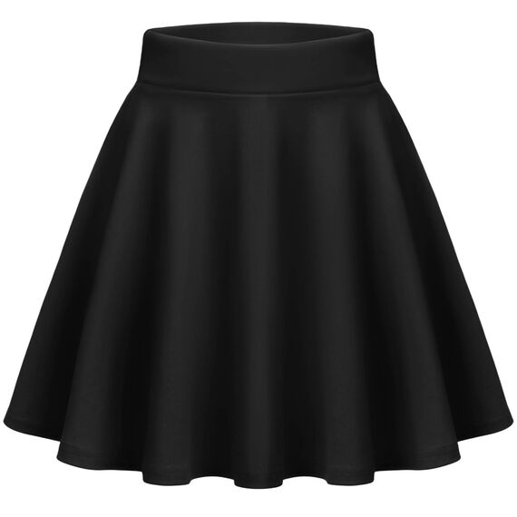 Zeagoo Damen Mini Rock Sommer Kurz Skater Rock Basic Solid Dehnbaren Skater Mini Rock Schwarz S