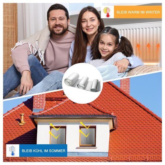 Dripex Isolierfolie Dämmfolie 1.0x15m, Doppelte Alu-Luftpolsterfolie 3-4mm, Heizkörper Reflexionsfolie für Dächer Fenster Rohre Böden (15㎡)