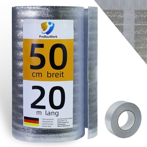 CCLIFE Isolierfolie Thermofolie Alu Dämmfolie 3-4mm Heizkörper Reflexionsfolie für Dächer Fenster Rohre Böden,0.5x20m-10㎡