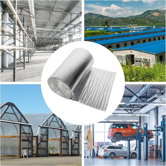 Dripex Aluminisierte Isolierfolie Dämmfolie Doppelte Alu-Luftpolsterfolie Dachisolierung 4-5mm Isolierungsfolie Wärmehaltung (0.6x10m - 6㎡)
