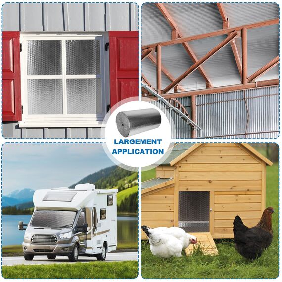 Dripex Isolierfolie Dämmfolie 1.0x30m, Doppelte Alu-Luftpolsterfolie 3-4mm, Heizkörper Reflexionsfolie für Dächer Fenster Rohre Böden (30㎡)