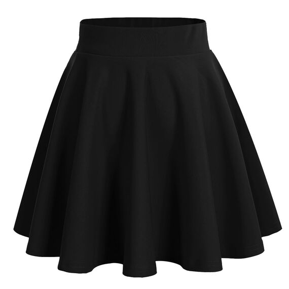 DRESSTELLS Rock Damen Schwarz Kurz Skater Rock A-Linie Hohe Taille Minirock Silvesteroutfit Anime Faltenrock Karneval Tennis Rock Black L