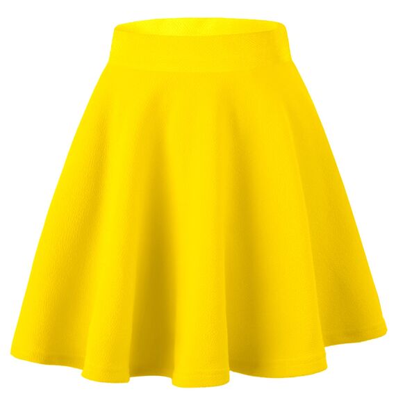 Dressever Damen Basic Vielseitige Dehnbaren Informell Casual Mini Hohe Taille A-Linie Tennisrock Tanzrock Gold X-Large