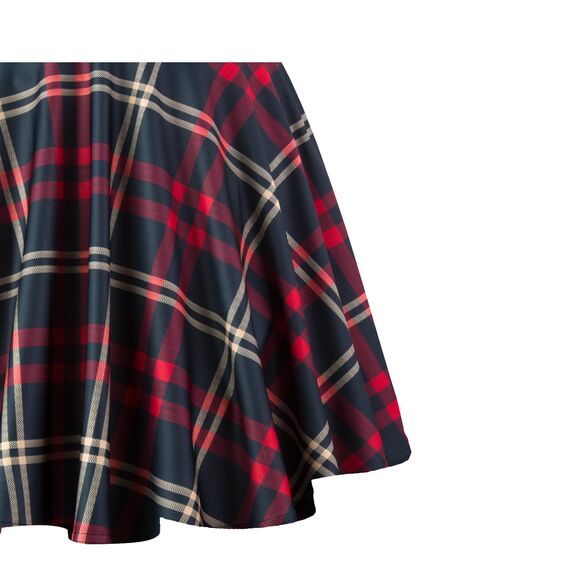 Dressever Damen Basic Vielseitige Dehnbaren Informell Casual Mini Hohe Taille A-Linie Tennisrock Tanzrock Red Plaid Medium
