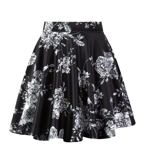 Dressever Damen Basic Vielseitige Dehnbaren Informell Casual Mini Hohe Taille A-Linie Tennisrock Tanzrock Floral Medium