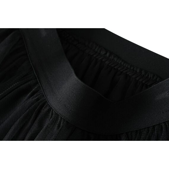 Damen Rock Tüll Unregelmäßig Unterrock Lagenrock Ballett Tutu Abschlussball Party Faltenkleid A-Linie Midirock High Waisted Rock (Schwarz, Einheitsgröße)