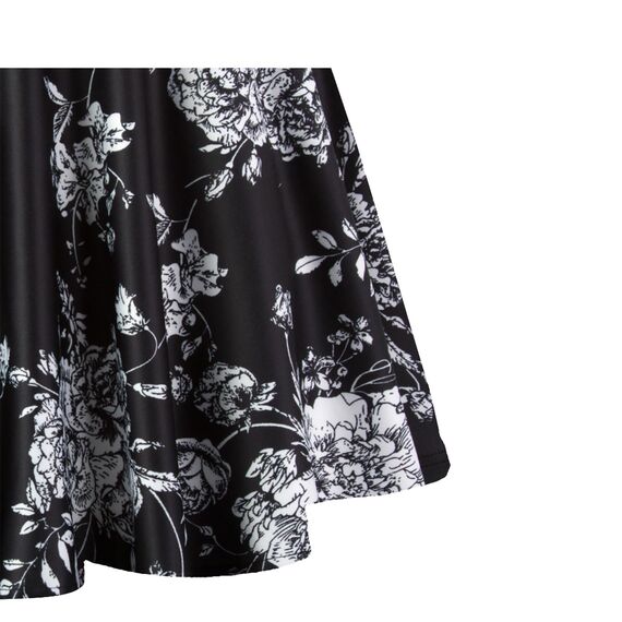 Dressever Damen Basic Vielseitige Dehnbaren Informell Casual Mini Hohe Taille A-Linie Tennisrock Tanzrock Floral Medium