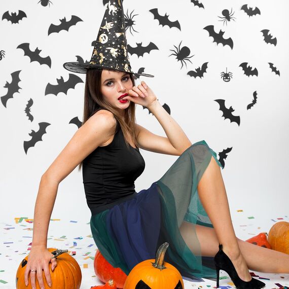 Sintege Hexenkostüm für Damen Halloween Tüllrock Lang Plisseerock Pfau Kostüm für Fasching Karneval Party (Blau, Grün)
