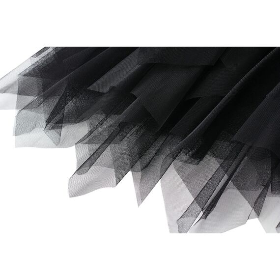 Damen Rock Tüll Unregelmäßig Unterrock Lagenrock Ballett Tutu Abschlussball Party Faltenkleid A-Linie Midirock High Waisted Rock (Schwarz, Einheitsgröße)