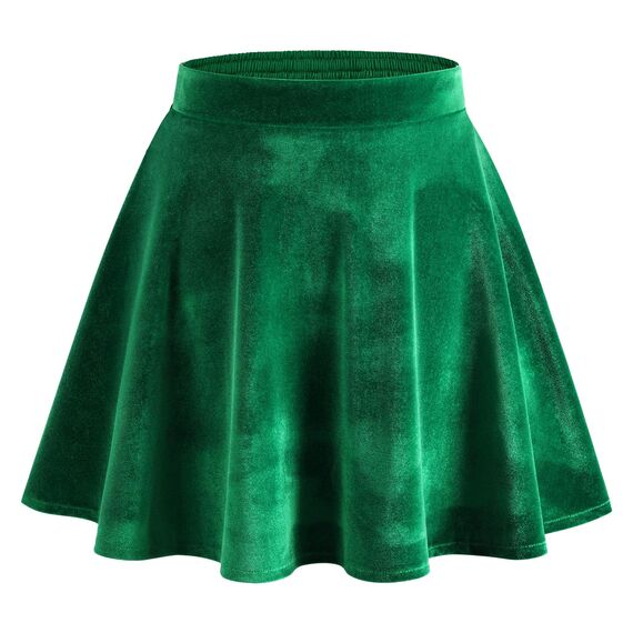 TRIWORKS Elegante cordrock Damen grün Cord Rock Nicht mit integrierten Shorts Große Größen Basic Mini Skater Rock A-Linie Versatile Elastische Minirock 5XL