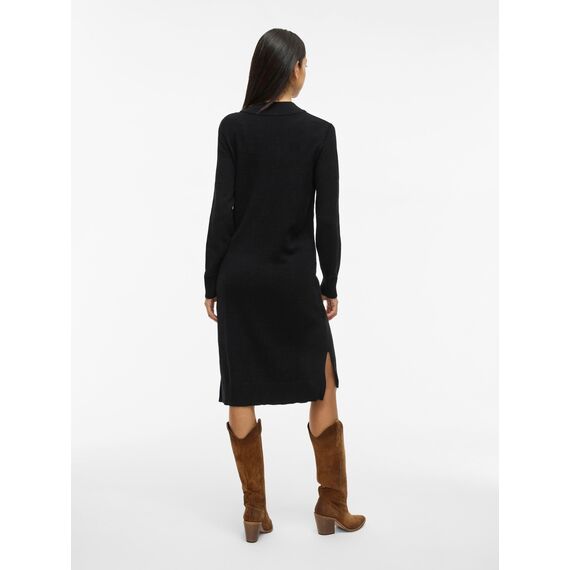 Vila Damen Viril Crew Neck L/S Midi Dress - Noos Kleid, Schwarz, L EU