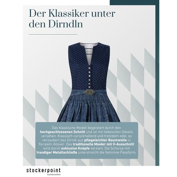 Stockerpoint Damen Dirndl Ellie I Größe 32-48 I Trachtenkleid mit Schürze & liebevollen Details I 100% Baumwolle I Atmungsaktiv & pflegeleicht I Perfekt für Trachten & Festlichkeiten