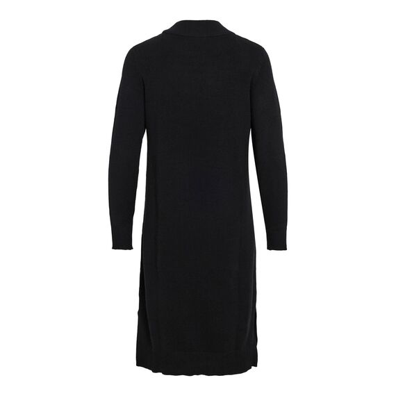 Vila Damen Viril Crew Neck L/S Midi Dress - Noos Kleid, Schwarz, L EU