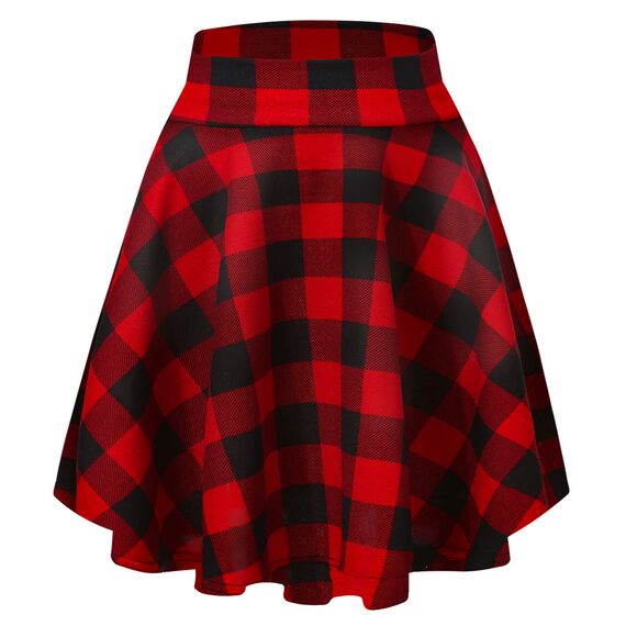 Damen Elegante Elastische Taille Ausgestellte A-Linie Midi Rock Basic Uniform Plissee Skater Röcke(L, 11)