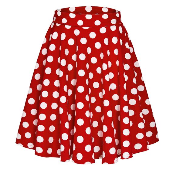 Damen Elegante Elastische Taille Ausgestellte A-Linie Midi Rock Basic Uniform Plissee Skater Röcke(L, 3)