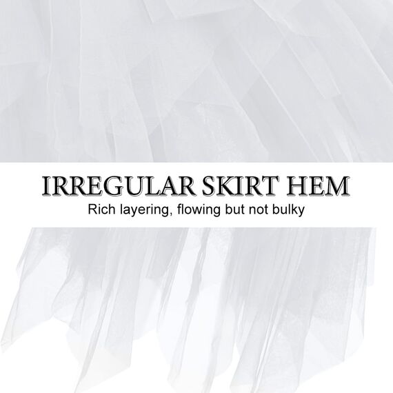 AUYAO Damen Tüllrock Klassisch Mittellanger Ballett Tutu Rock Unregelmäßige Tütü Tutu Rock Damen Mesh Nähte Tutu Röcke Elastische Tüll Rock High Waisted Rock A-Linie Midirock Lagenrock (Weiß)