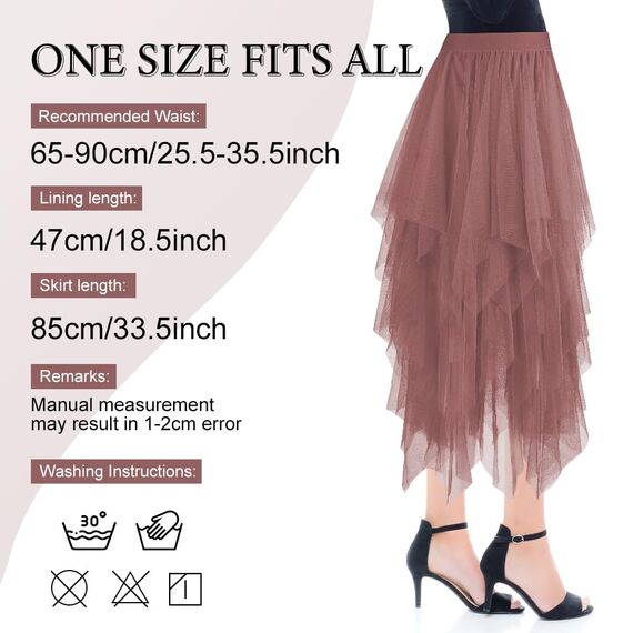 AUYAO Damen Tüllrock Klassisch Mittellanger Ballett Tutu Rock Unregelmäßige Tütü Tutu Rock Damen Mesh Nähte Tutu Röcke Elastische Tüll Rock High Waisted Rock A-Linie Midirock Lagenrock (Khaki)