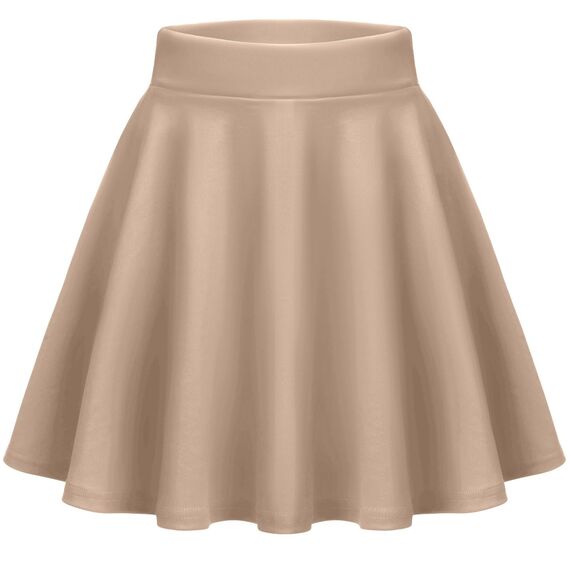 Zeagoo Rock Damen Herbst A Linie Skater Rock Kurzer Faltenrock Lässig Stretch Minirock Skort Beige M