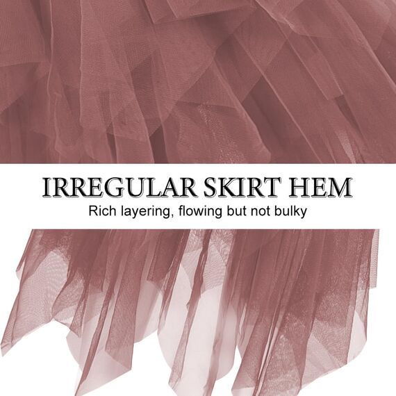 AUYAO Damen Tüllrock Klassisch Mittellanger Ballett Tutu Rock Unregelmäßige Tütü Tutu Rock Damen Mesh Nähte Tutu Röcke Elastische Tüll Rock High Waisted Rock A-Linie Midirock Lagenrock (Khaki)