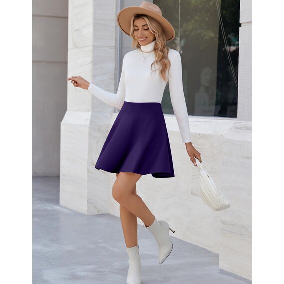 Zeagoo Röcke für Damen Höhe Taile Mini Rock Basic Vielseitige Skater Rock A-Linie Mädchen Röcke Lila L