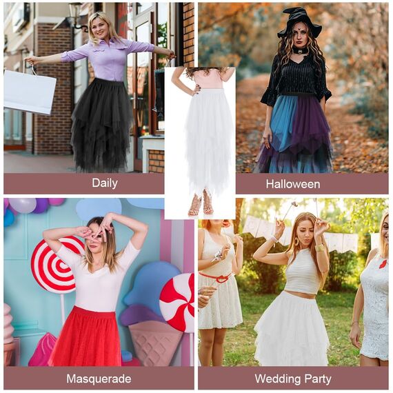 AUYAO Damen Tüllrock Klassisch Mittellanger Ballett Tutu Rock Unregelmäßige Tütü Tutu Rock Damen Mesh Nähte Tutu Röcke Elastische Tüll Rock High Waisted Rock A-Linie Midirock Lagenrock (Khaki)