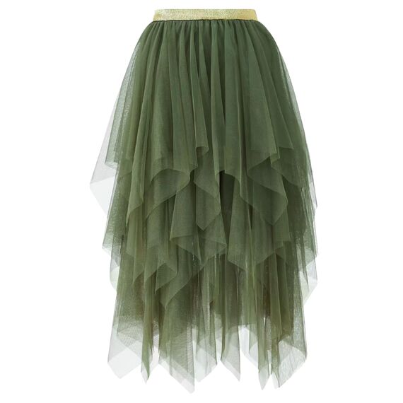 Damen Tüll Röcke High Low Layered Faltenrock Midi Rock Asymmetrisch Karnevalsrock Elegant Weich Knielang Puffy Fee Röcke